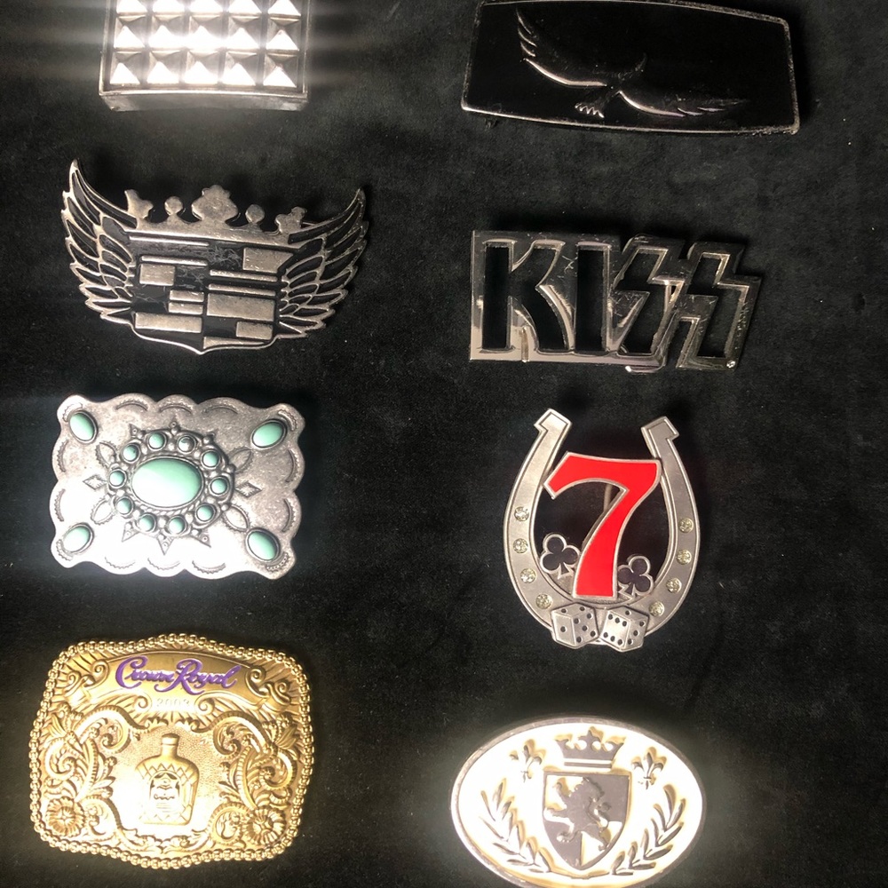 Collection of 8 belt buckles